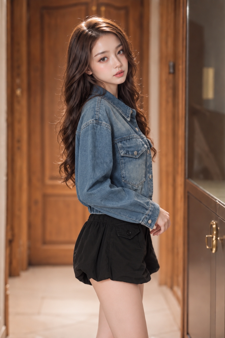 Riley Cropped Denim Jacket Dark Washed