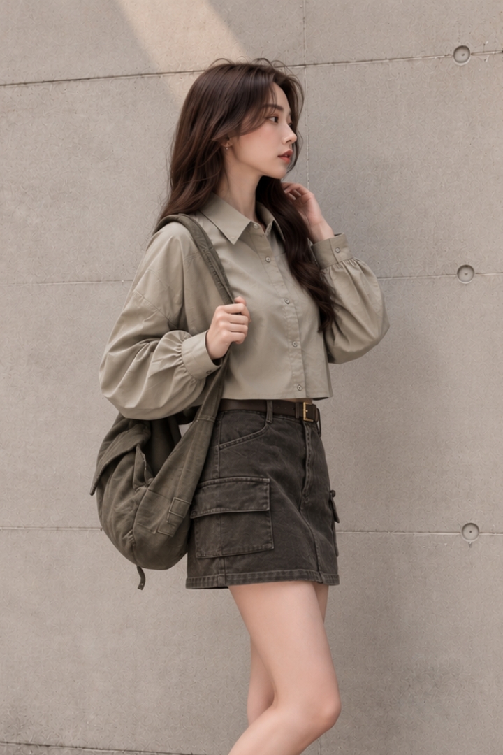 Elara Cropped Utility Shirt Cream