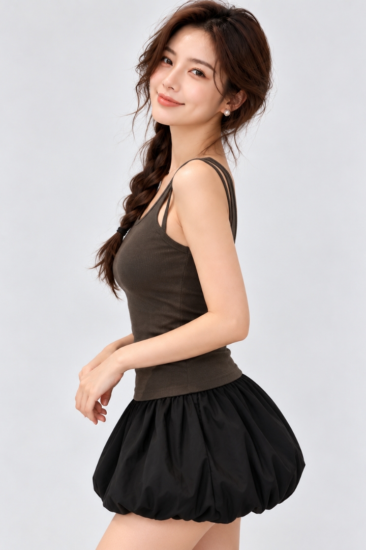 Aria Double Strap Padded Knit Top Brown