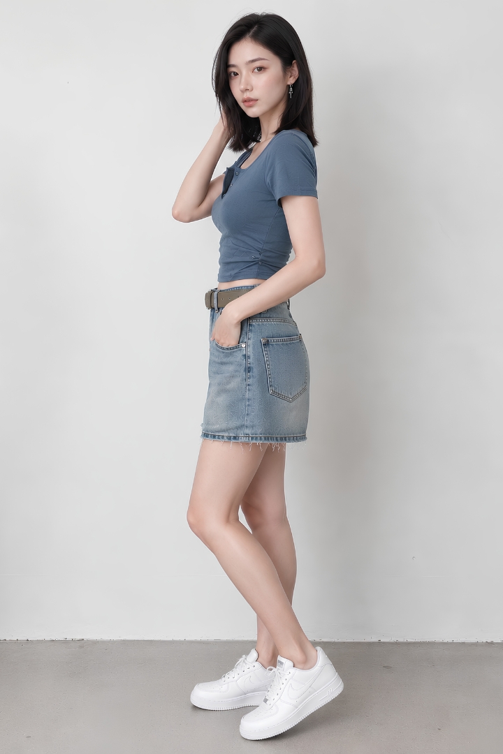 [BACKORDER] Lumi Buttons Padded Ruched Side Top Steel Blue