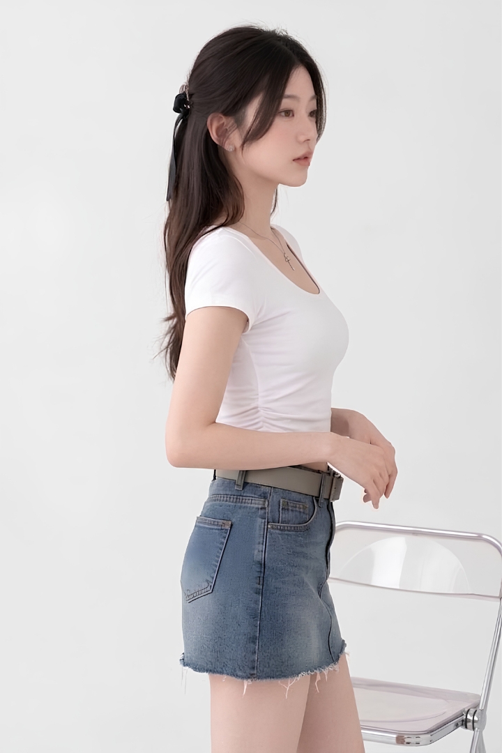Veronica Side Ruched Padded Crop Top Ivory