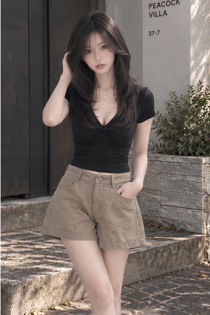 Kendall V Neck Twist Padded Top Black