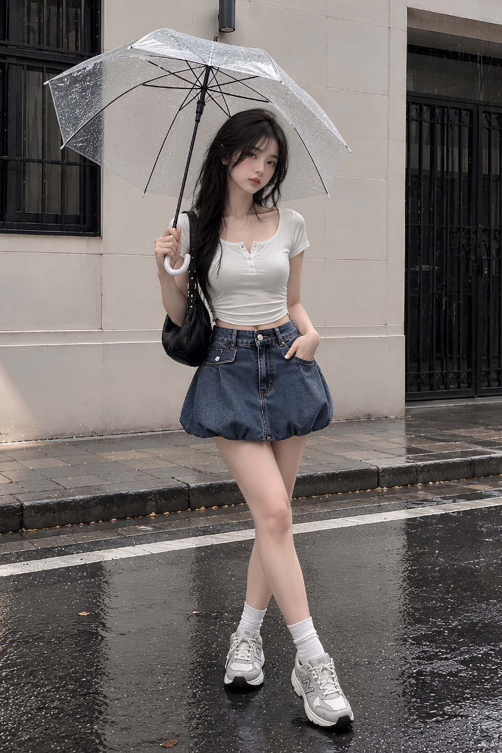 Colette Bubble Denim Skorts Dark Washed