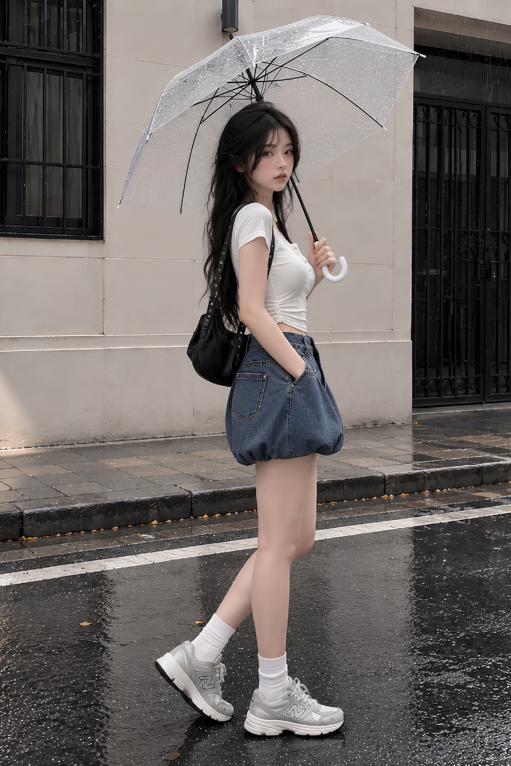 Colette Bubble Denim Skorts Dark Washed