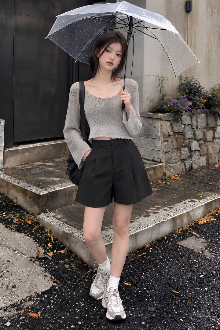 Armona High Waisted Shorts Black