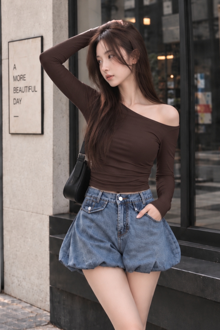 Patricia Asymmetric Off Shoulder Padded Top Mocha