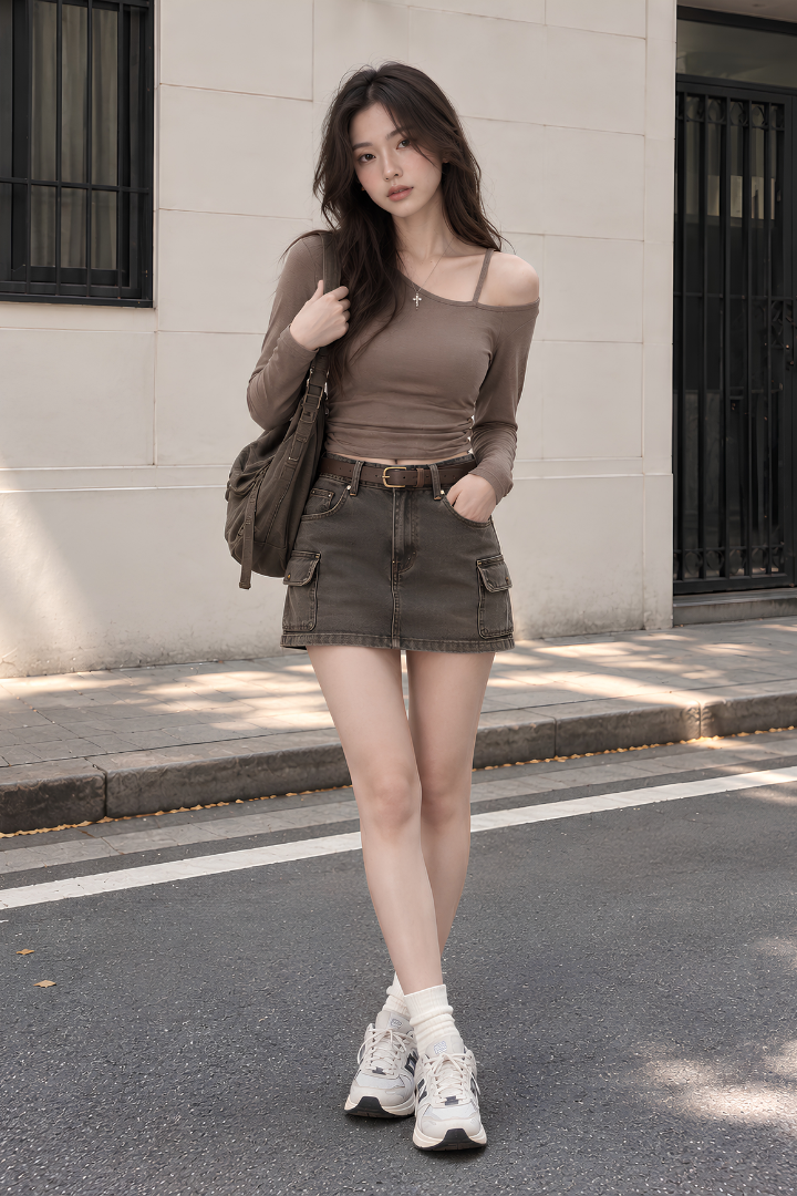 Veyra Cargo Mini Skirt Grey