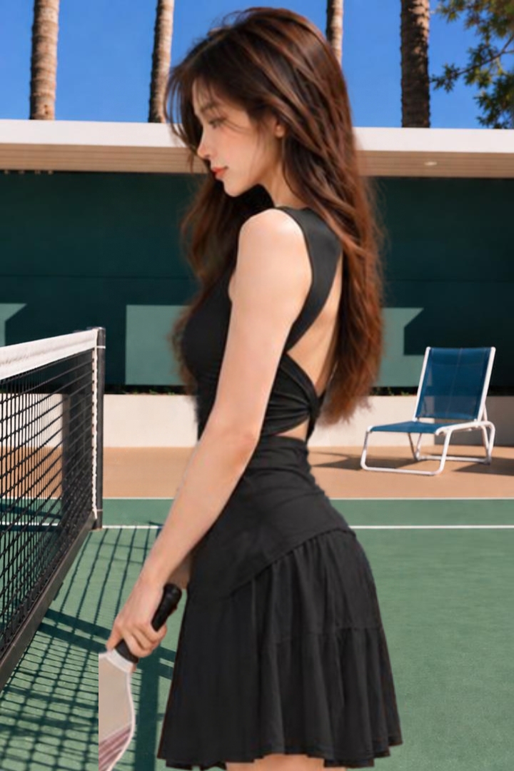 Nova Padded Backless Twist Top Black