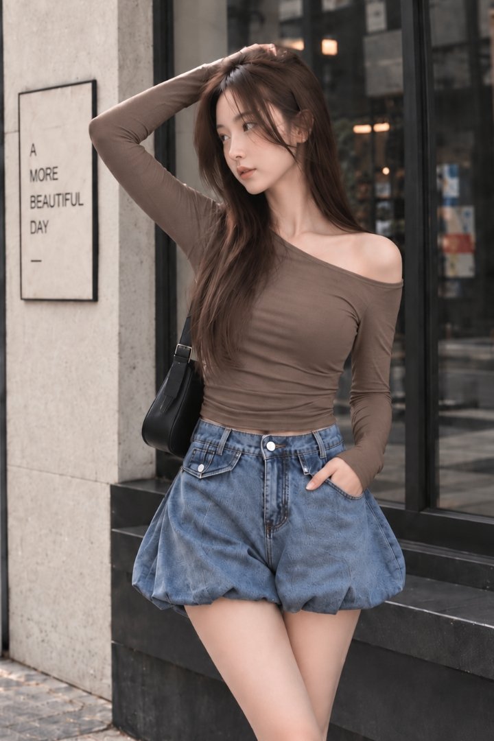 Patricia Asymmetric Off Shoulder Padded Top Mocha