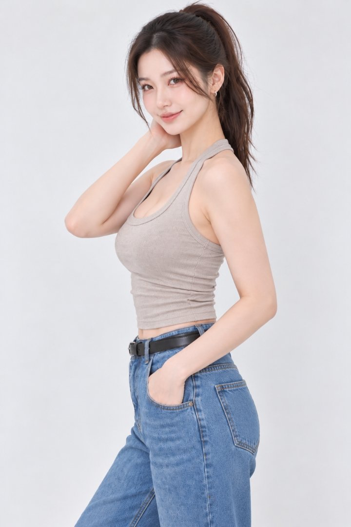 Ella Halter Padded Ribbed Knit Top Cream