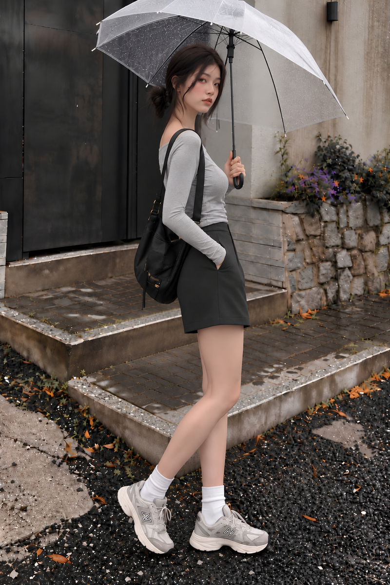 Armona High Waisted Shorts Grey