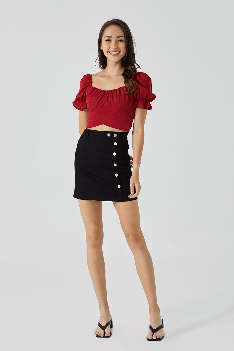 Rory Side Buttons Skirt Black