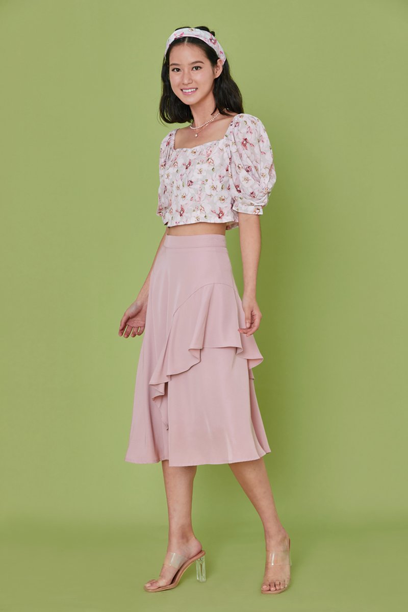Rosella Floral Puff Sleeve Top Blush