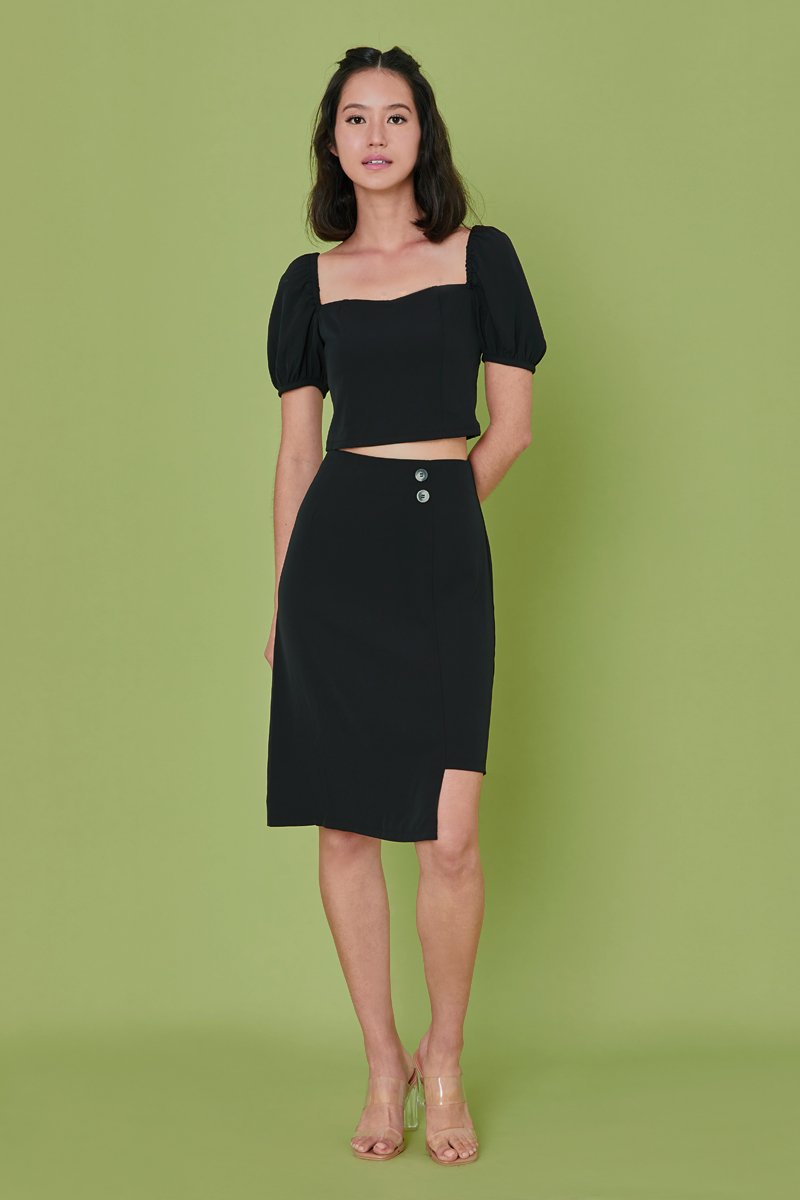 Hira Asymmetrical Skirt Black
