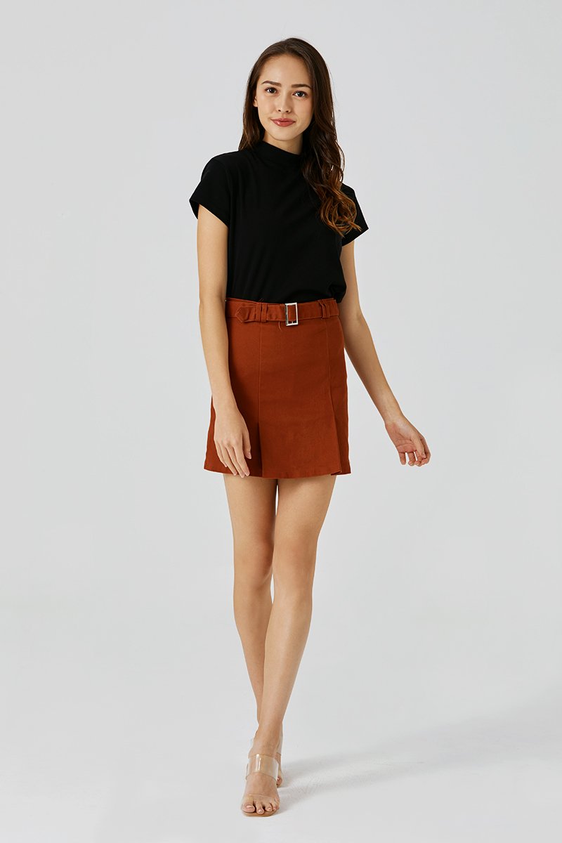 Zuri Belted Skirt Rust
