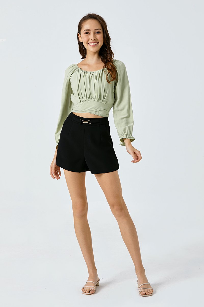 Breonna Gathered Wrap Top Mint