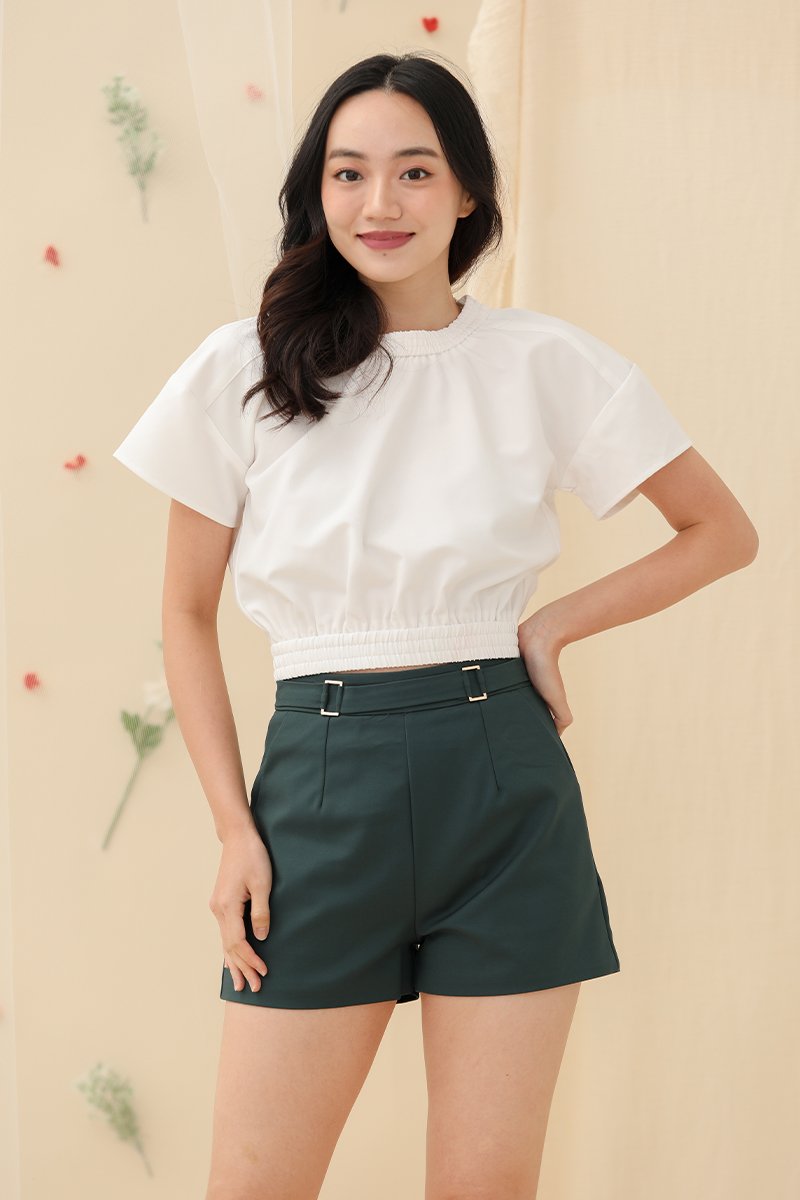 Hayley Smocked Crop Top Ivory