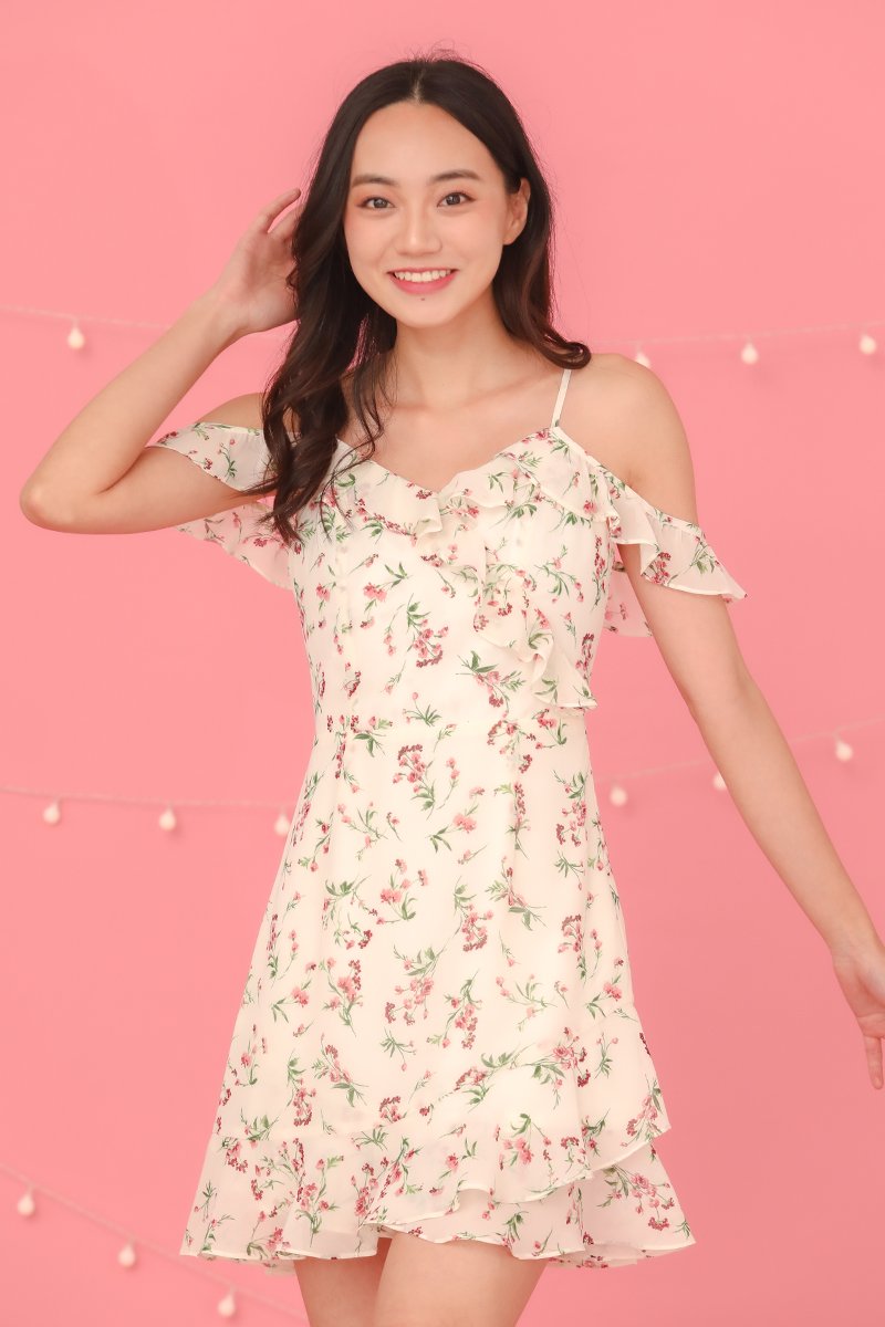Harper Two Way Floral Ruffle Dress Ivory