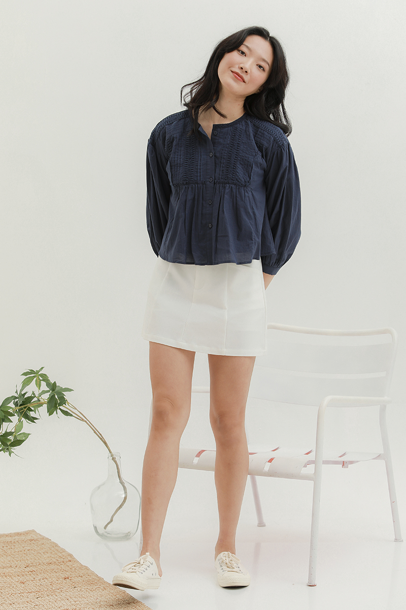 Ailee Embroidered Long Sleeve Top Midnight
