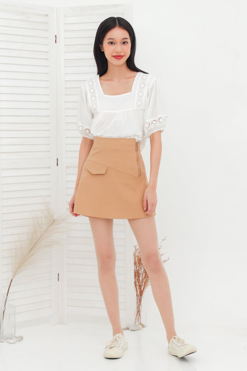 [RESTOCK] Roxy Sleek Asymmetrical A Line Skirt Caramel