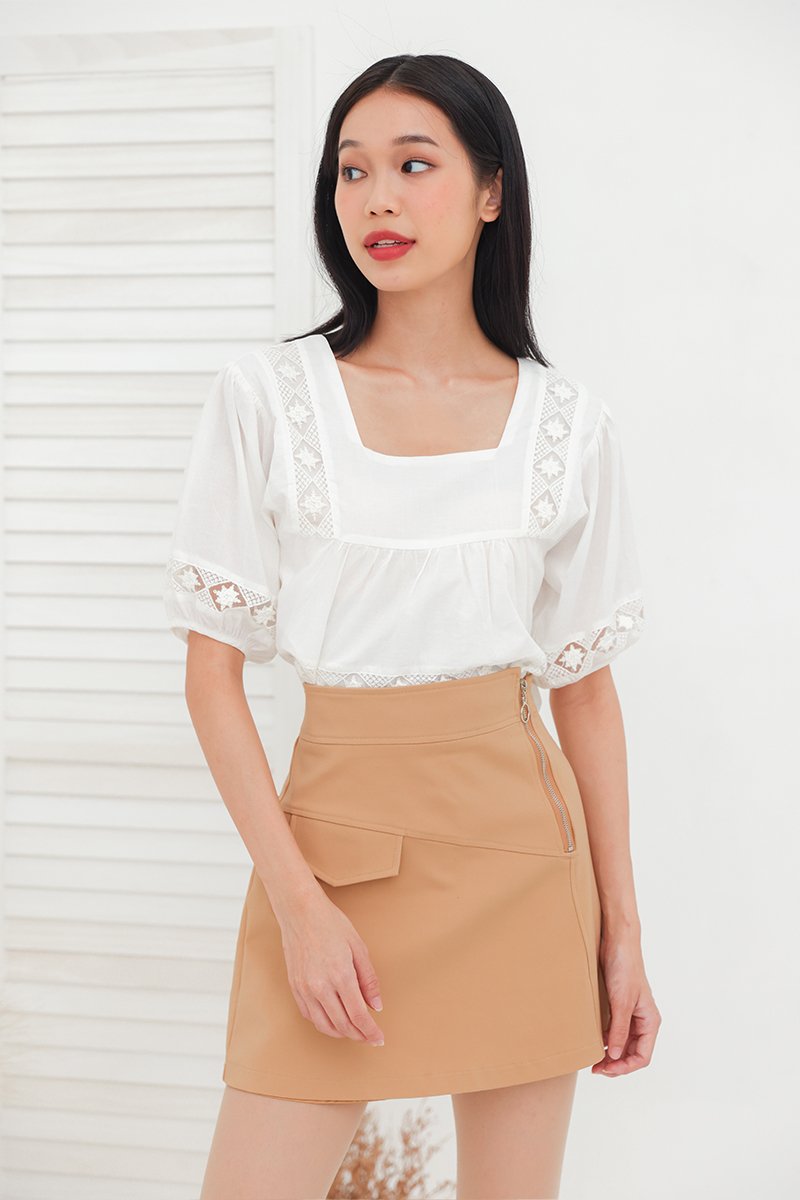 [RESTOCK] Roxy Sleek Asymmetrical A Line Skirt Caramel