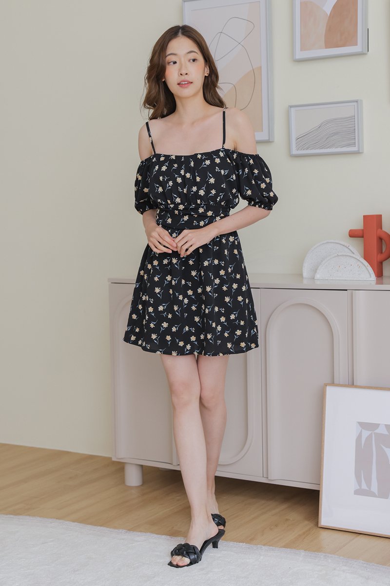 Olearia Two Way Ditsy Floral Dress Black