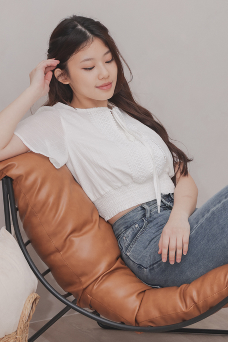 [RESTOCK 1] Alenka Lace Smocked Waistband Top Ivory
