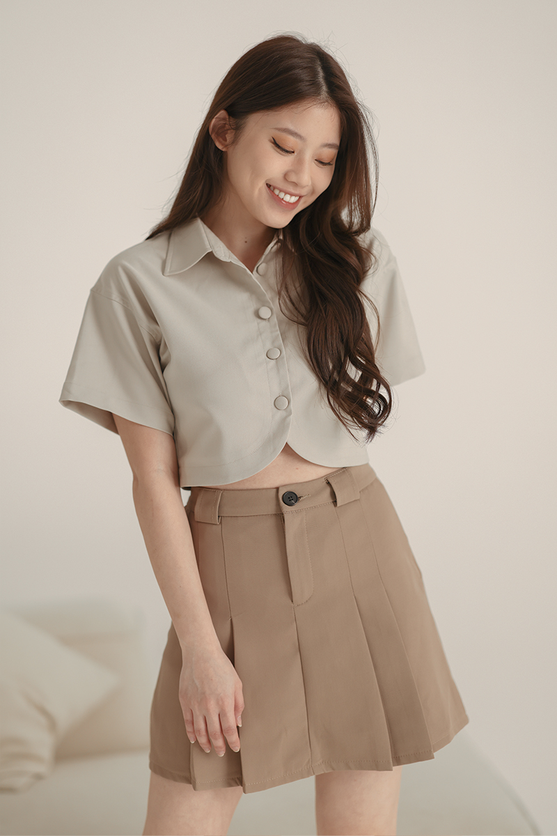 Sonie Pleated Mini Skort Mocha