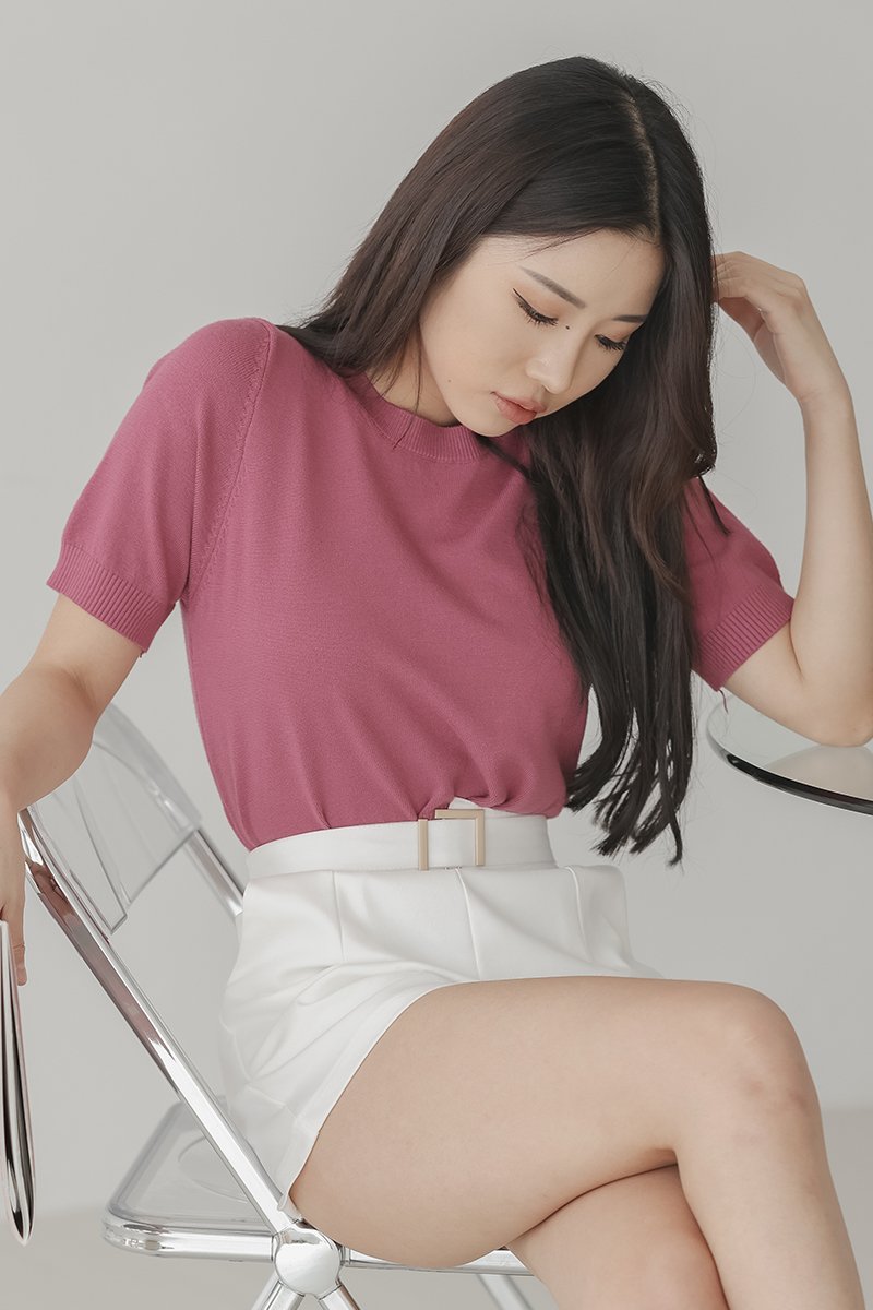 [RESTOCK] Zovy Soft Knitted Crop Top Magenta