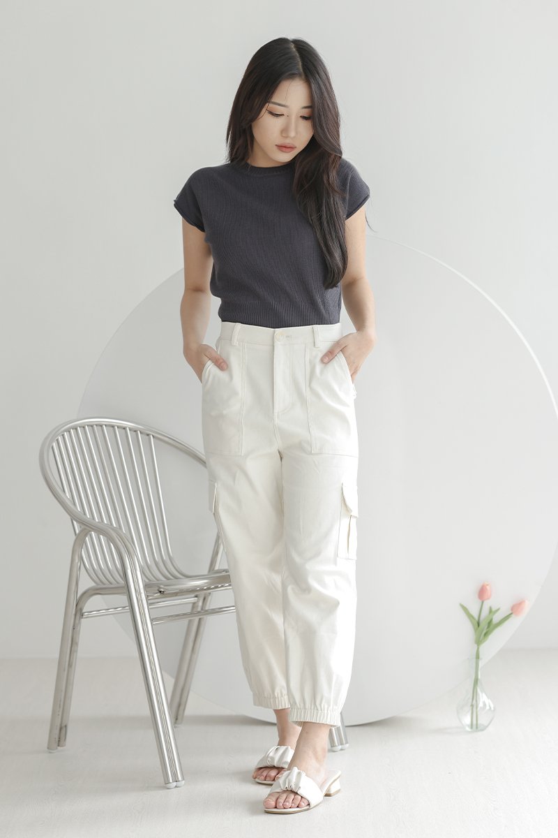 [RESTOCK 3] Layton Elastic Cargo Pants Cream