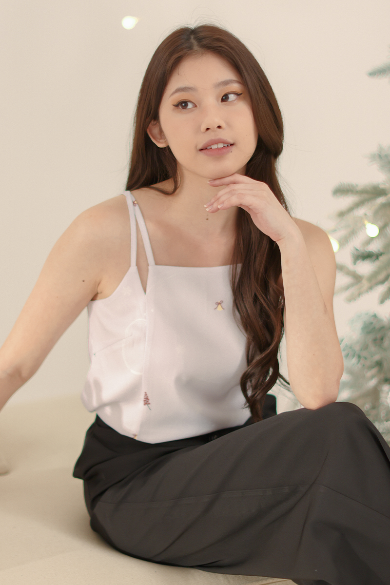 Jolly Sleeveless V Cut Printed Cami Top Lilac