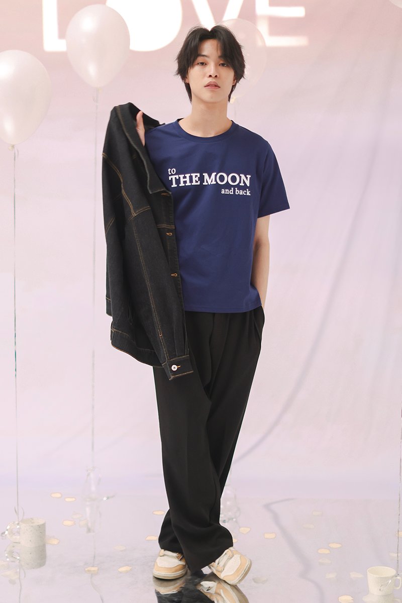 To The Moon And Back Printed Short Sleeve T-shirt Navy (UNISEX) 