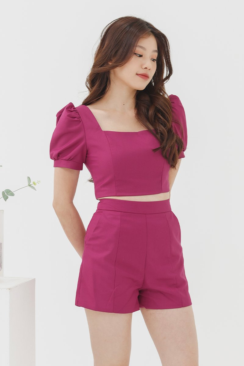 Esther Square Neck Crop Top Hot Pink